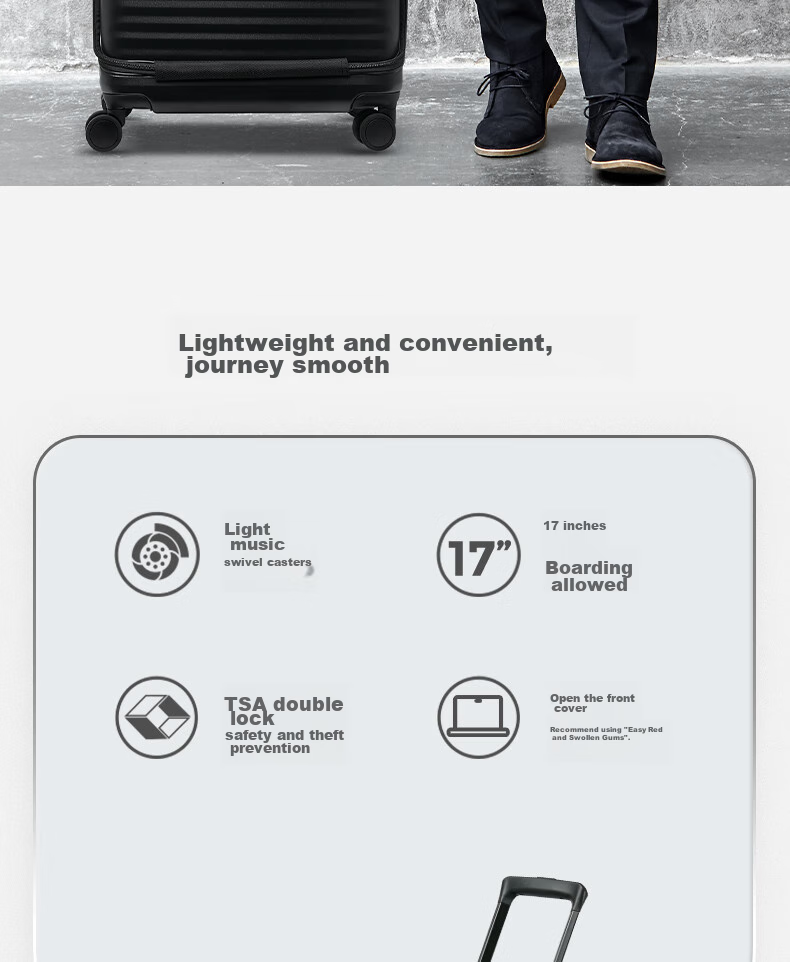 Echolac Front-Opening Luggage, Travel Suitcase, Dual TSA Combination Lock, Business Carry-On Luggage, CPT183 Black, 17-Inch 2