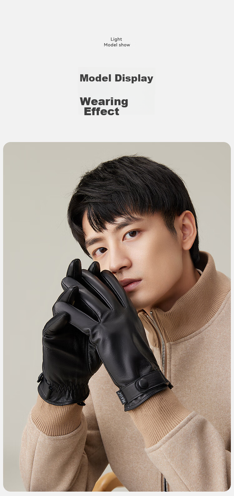 HLA Leather Gloves for Men, Autumn And Winter Warm Driving Cycling Skiing Cold Windproof Birthday Gift for Boyfriend Father 12