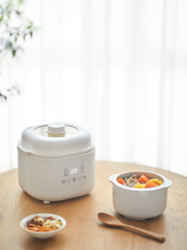 Olayks Instant Electric Stew Pot, Electric Stew Cup, Double Boiler, Soup Pot, Bird's Nest Stew Pot, Steamer Pot, Baby Food Cooker for Porridge, 1L with Steamer Basket 3