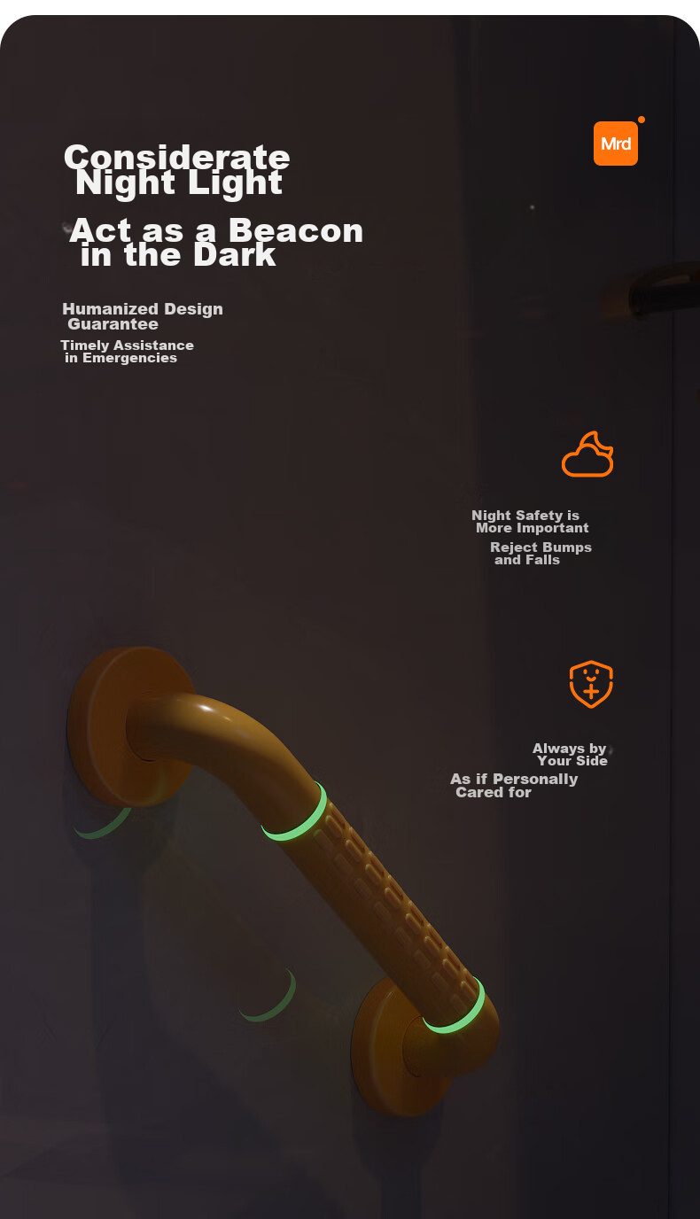 Meiruide Bathroom Handrail, Elderly Fall Prevention Assist Handle, Toilet Support Rail, Anti-Slip Handle for Hallway, 38cm 10