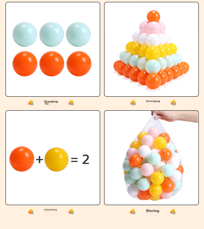 DEERC Colorful Ball Pool, Indoor Macaron-Colored Ocean Balls, Small Colorful Balls, Children's Toy Balls, Birthday Gift 12