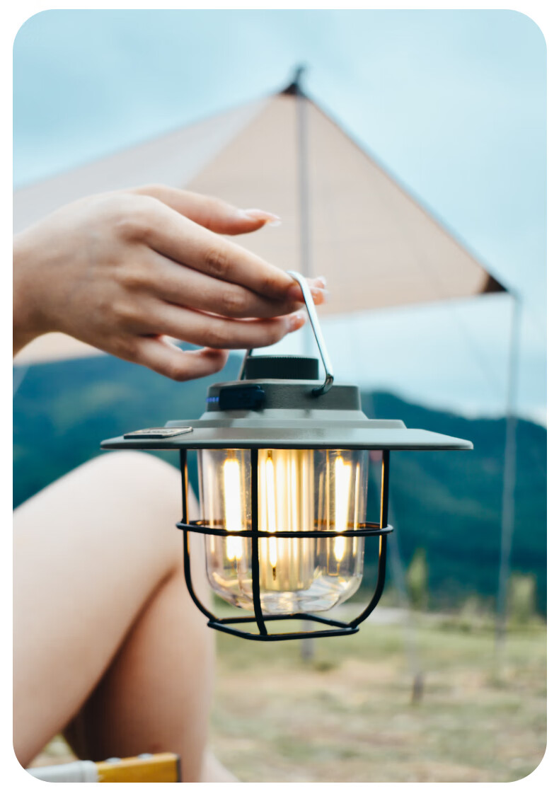TCL Outdoor Camping Light, Retro Atmosphere Lamp, Long-Lasting Battery Life, Tent Lighting, LED Hanging And Handheld Lamp 11
