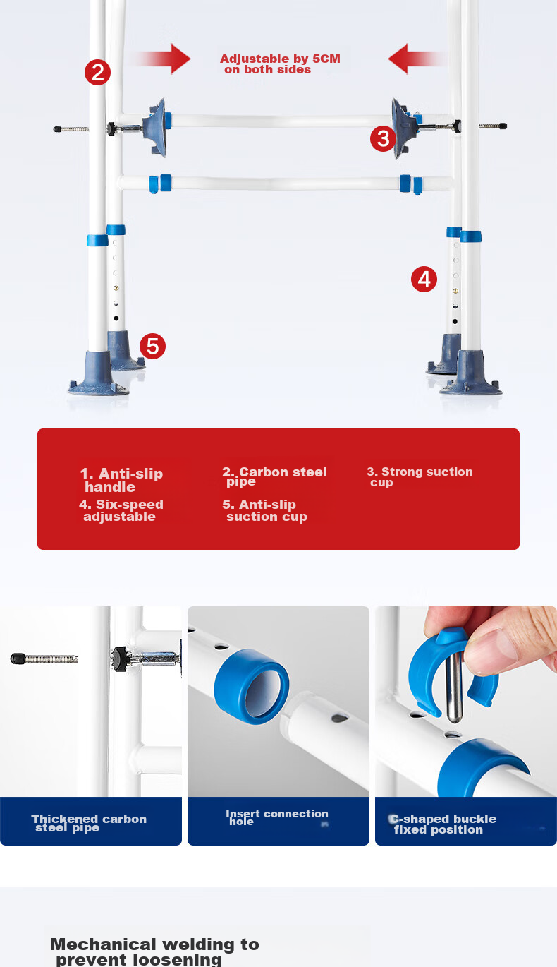 Meiruide Elderly Toilet Handrail Riser, Safety Handrail Support Frame, Bathroom Anti-Fall Device LQX050017-03 12