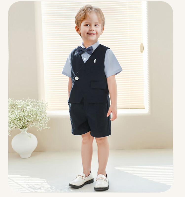 LUOBOBEIBEI Boys' Formal Wear, Children's Suspender Pants And Vest Set, Back-To Chorus Host New Year's Outfit, Suspender Pants Set, Size 120 7