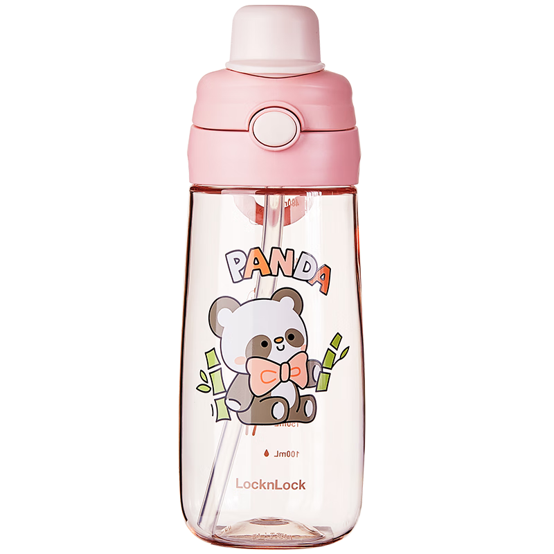 LOCK&LOCK Children's Water Bottle for Ages 6-12, Summer Straw Cup, Primary School Student Specialized Drinking Cup, Girls' Sports Water Bottle