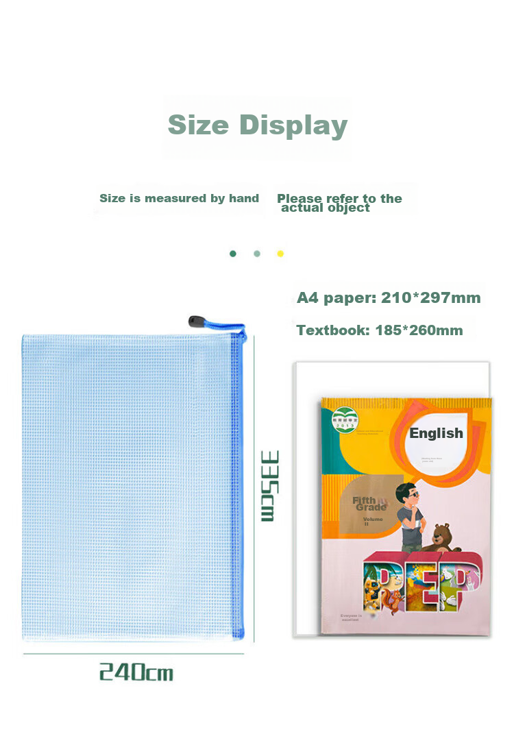 Ouliwen A4 Waterproof Mesh Document Bag, Zipper Pouch, Transparent File Folder, Student Exam Paper Subject Classification, Office Financial Document Storage, White, Pack of 5, 3C Digital Full Mesh Low Price 9