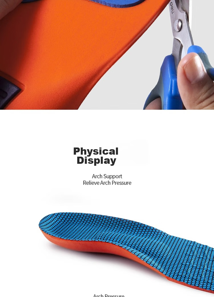 IQGD 2 Pairs Sports Insoles for Men, Soft And Elastic Shock-Absorbing, Military Training Long-Standing Arch Support 6889, 2 Pairs Blue, Size 39-40 14