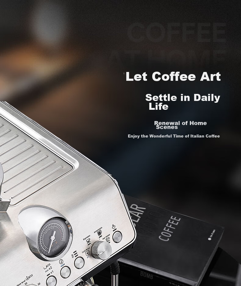 Delonghi [Upgraded Version] Home Semi-Automatic Coffee Machine Cold Brew Edition Silver Knight Grinder All-In Machine with Visible Pressure Manual Milk Frother EC9255.BK Black 6