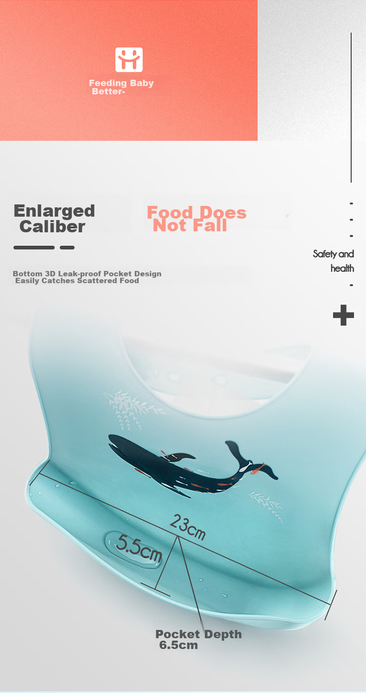 HOY BELL Baby Bib, Infant Feeding Bib, Children's Silicone Bib, Waterproof Three-Dimensional Eating Bib, Drool Bib, Blue 8