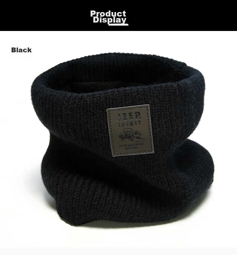 JEEP Men's Hooded Scarf with Fleece Lining for Warmth, Knitted Neck Warmer for Autumn And Winter, Cold-Proof Neck Gaiter A0636 14