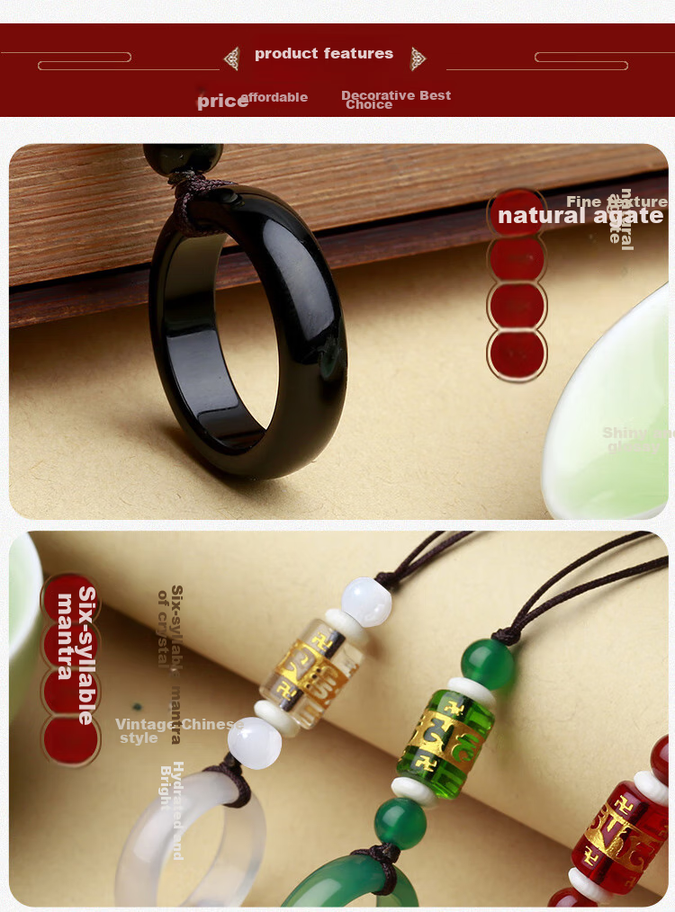 Jiangming Phone Pendant, Natural Agate Jade Phone Chain, Pure Copper Ingot Peace Buckle, Car Key USB Drive Phone Case Lanyard, Anti-Loss, Short Metal Chinese Style Pendant for Men And Wome 5