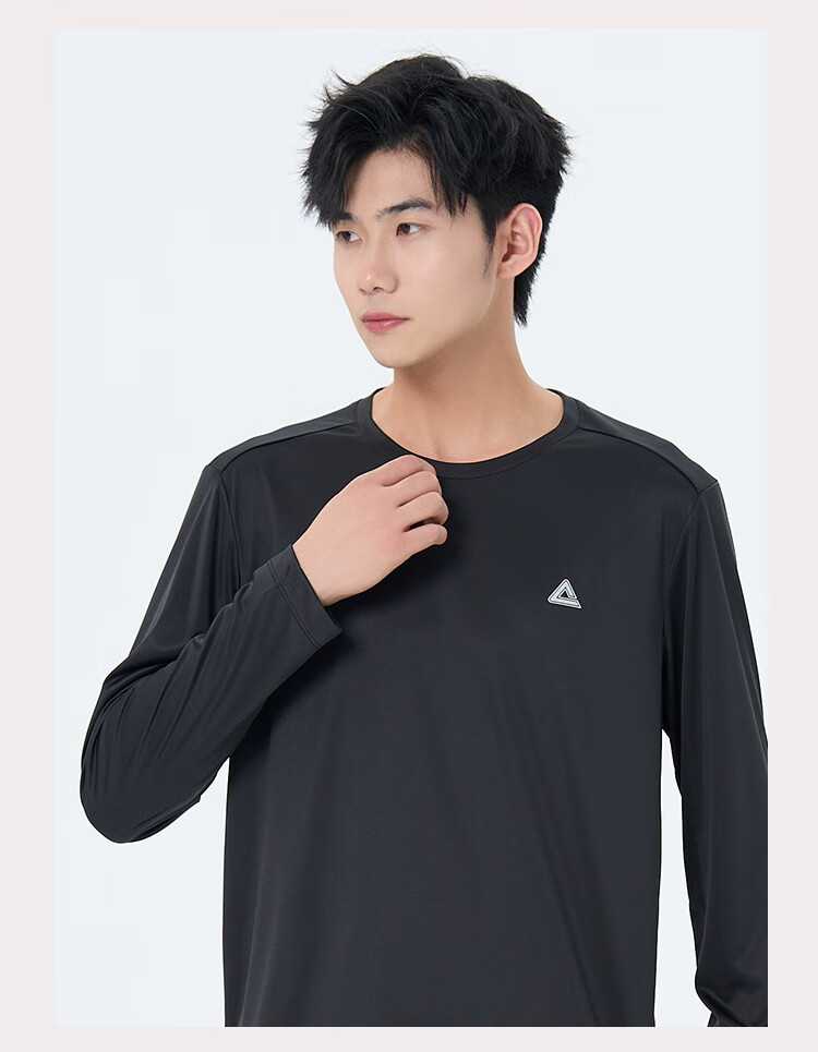 PEAK Sports Sweatshirt, Fitness Wear for Men, Loose-Fitting Casual Round Neck Top, Solid Color, Long Sleeve, without Hood, White, Size L 4