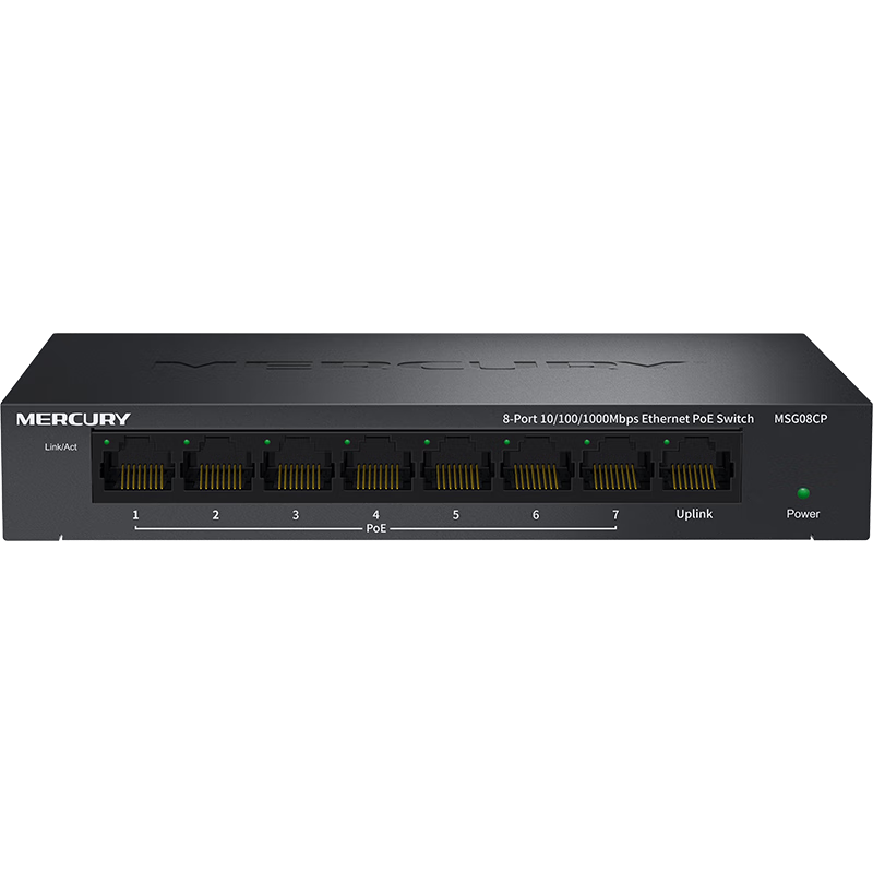 MERCURY 8-Port Gigabit POE Switch, Home Surveillance Camera Network Hub Splitter MSG08CP