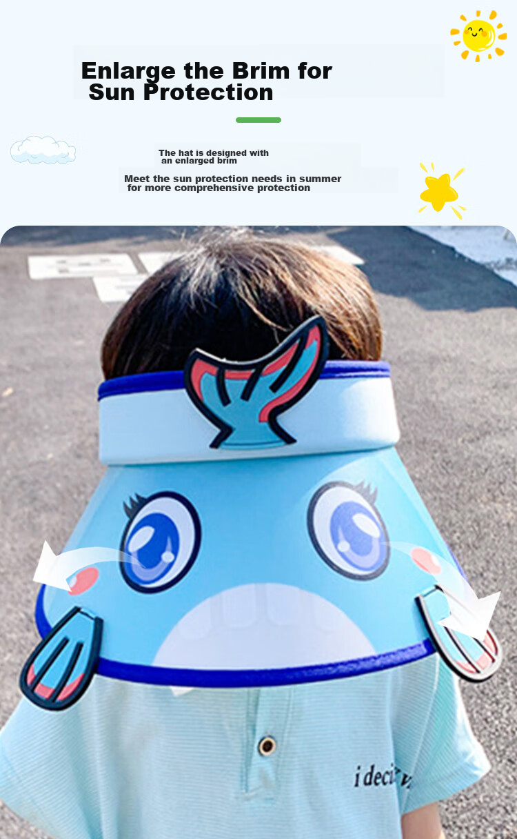 GLO-STORY Solar Fan Hat, Children's Sun Protection Cap, Outdoor Beach UV-Resistant Sun Hat 5