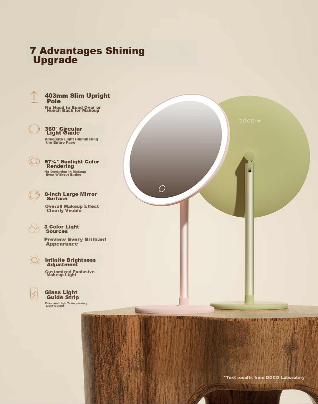 DOCO LAB Mirror Makeup Mirror with Light, Desktop LED Vanity Smart Fill Light Beauty Mirror, Birthday And Holiday Gift for Girlfriend 3