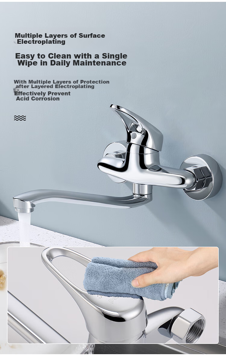 Larsd Wall-Mounted Kitchen Faucet, Hot And Cold Rotatable Sink Faucet for Vegetable Washing Basin And Balcony, Mixing Valve Faucet LD75012 4
