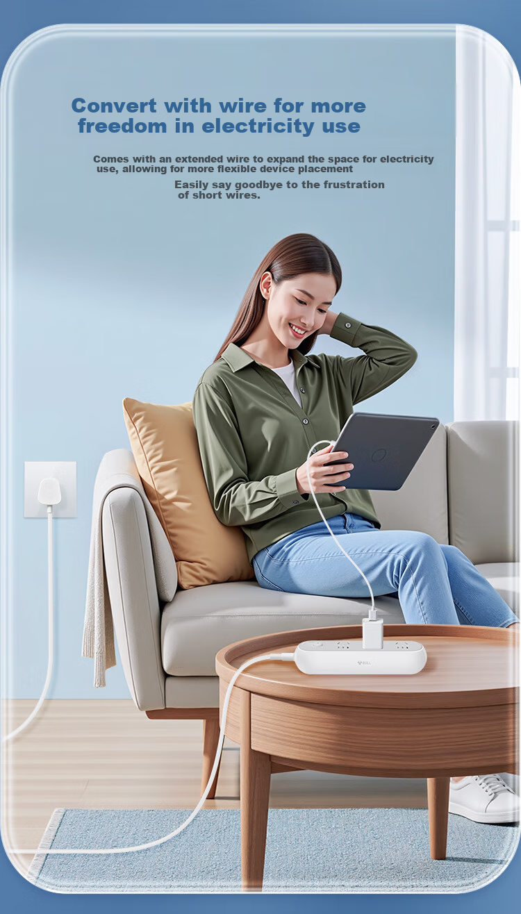 BULL 3-Outlet UK Standard Travel Power Strip with Master Switch for UK, Singapore, Maldives, Malaysia, Hong Kong, etc. 6