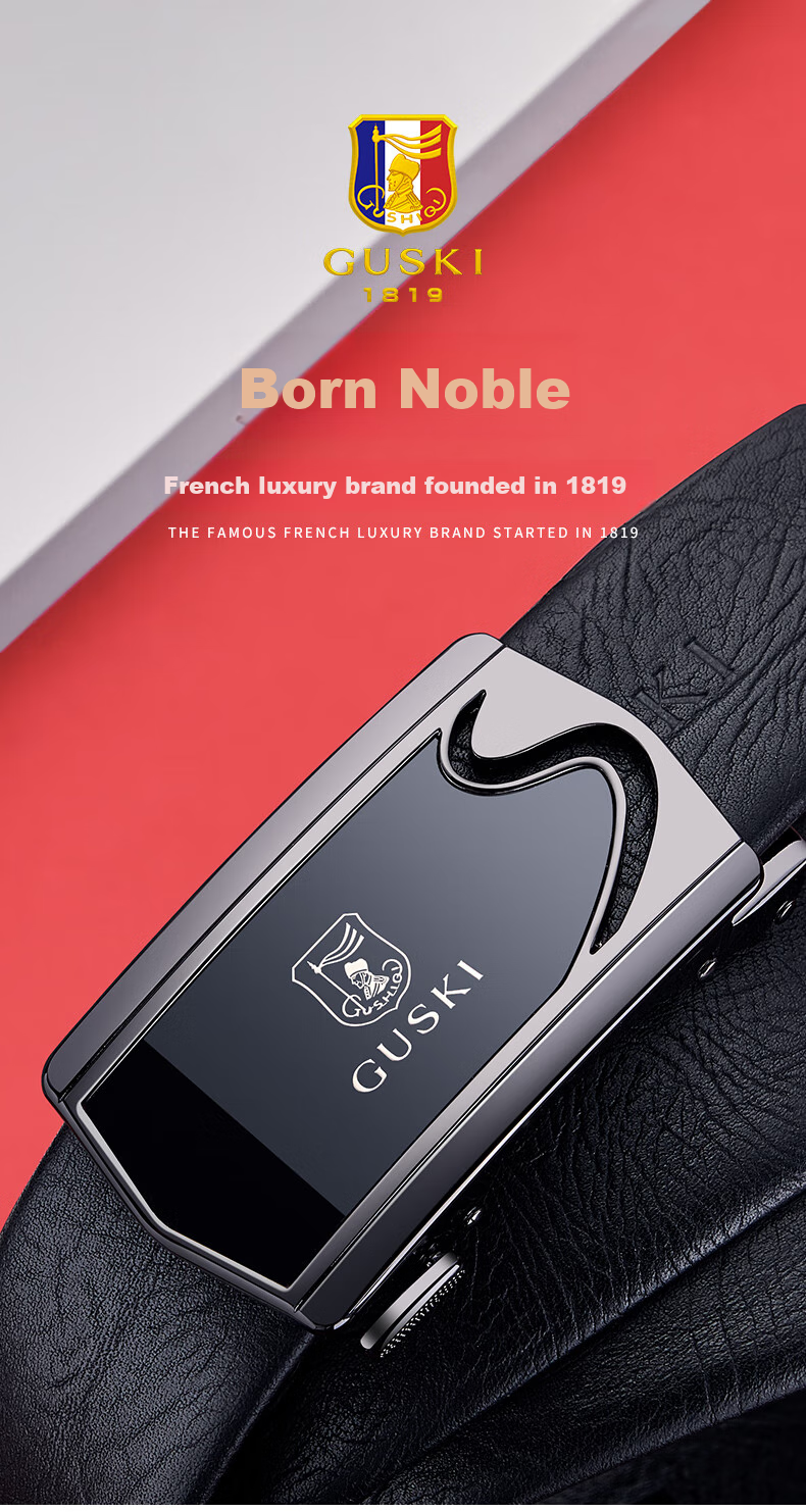 GUSKI Genuine Leather Belt for Men with Automatic Buckle, Business Trouser Belt in Gift Box, Birthday Present for Boyfriend Or Husband 1