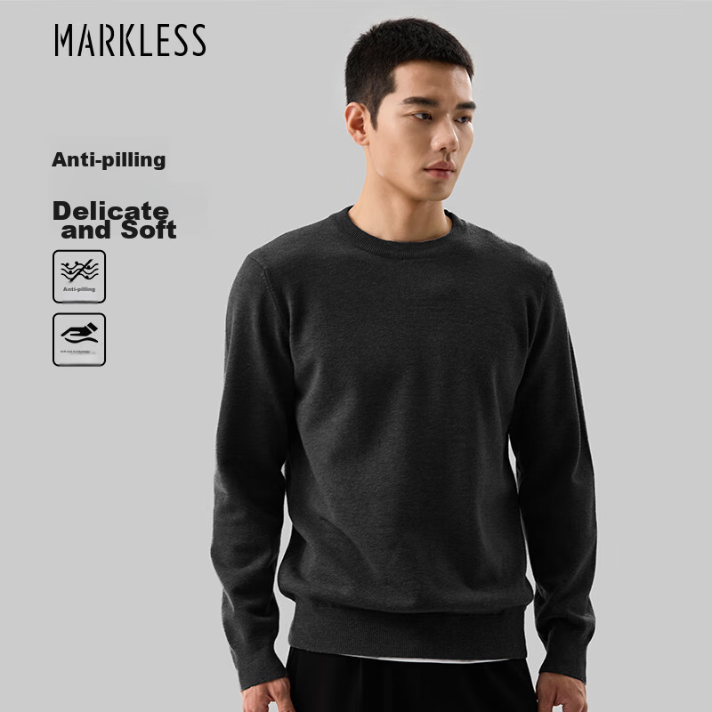 Мужской свитер MARKLESS, осенне-зимний, теплый, с круглым вырезом, повседневный, базовый, артикул 0710, цвет "Звездное небо" черный, размер M