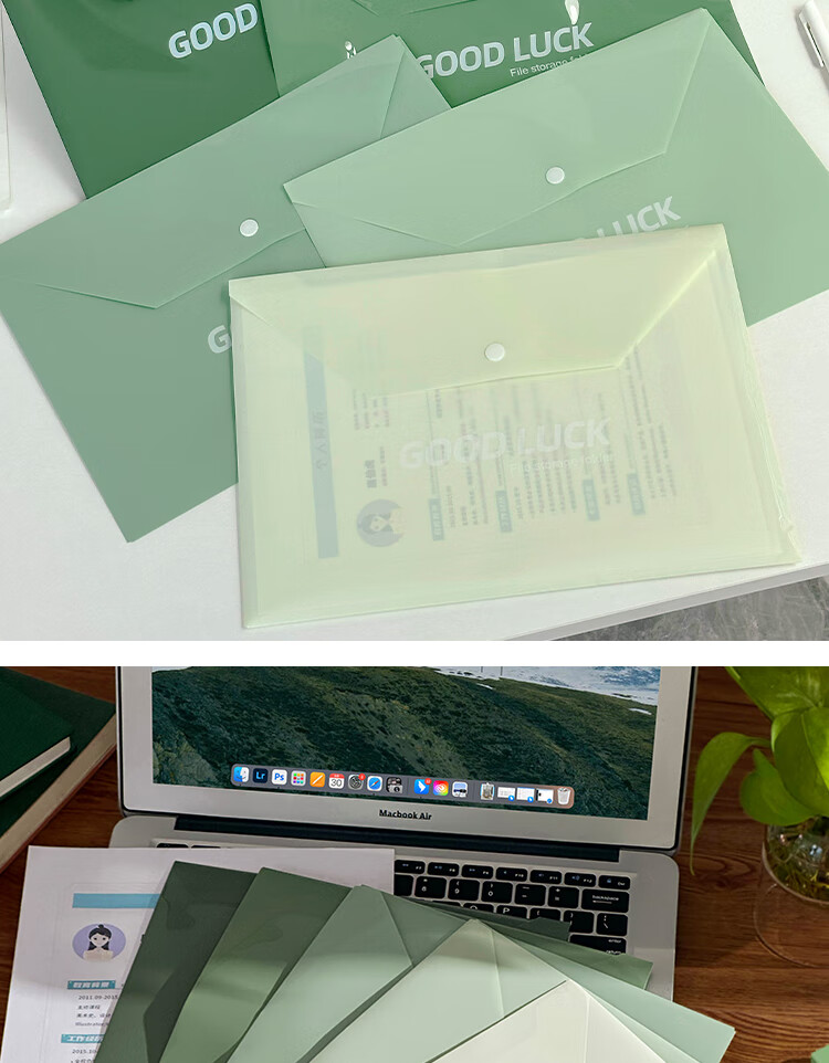 Shaonianban File Folders, Gradient A4 Button Closure Document Sleeves, Student Subject Pouches, Exam Paper Storage Pouches, Thick Large Capacity Filing Bags, All 4 Color Sets, 20 Pieces Per Set 13