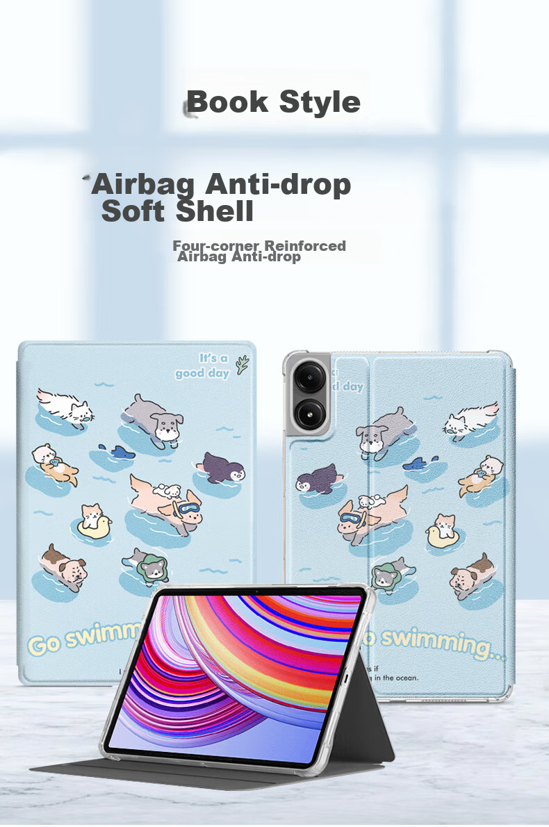 Asiwa Protective Case for Xiaomi Redmi Pad Pro 2024 Model, 12.1-Inch Xiaomi Tablet Cover, Cartoon Cute Full Protection Silicone Shockproof Smart Sleep/Wake Functio 1