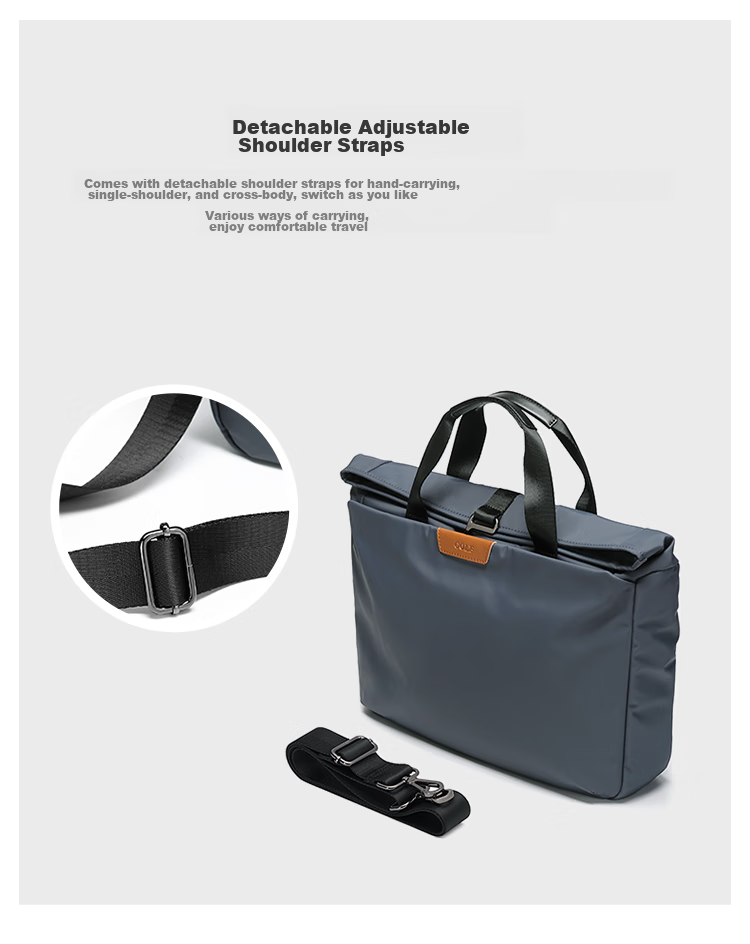GOLF Business Briefcase, Men's Casual Large-Capacity Handbag, Can Fit 14-Inch Laptop, Fashionable Multifunctional Shoulder Crossbody Bag, 6J679424J Gray 7
