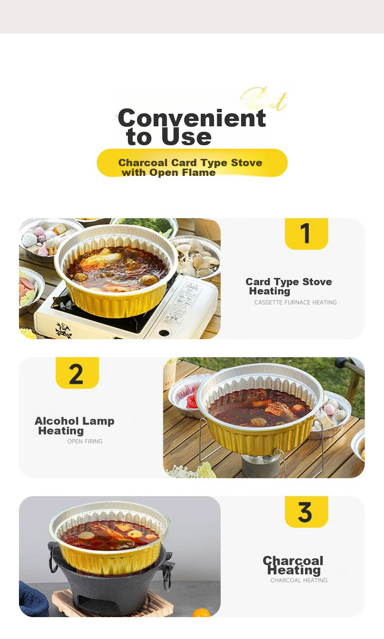 Tangzongkuai Disposable Aluminum Foil Containers, 1130ml*10 Pieces, with Lids, Outdoor Tin Foil Pots, Thickened Hot Pot Takeout Boxes, Picnic Containers 11
