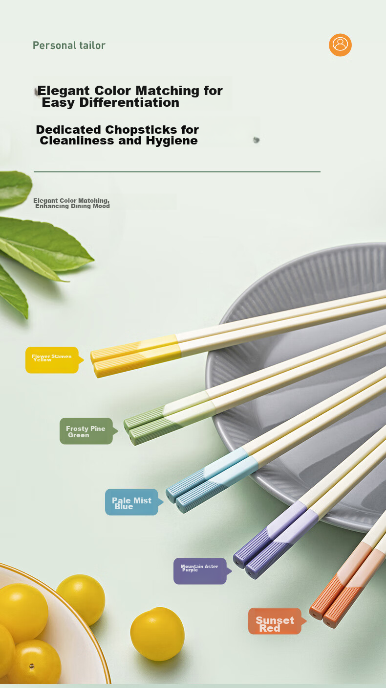 SUPOR Alloy Chopsticks, Antibacterial, Non-Slip, Mold-Resistant, Heat-Resistant, High-Quality Household Color-Coded Chopsticks TK2162E 8