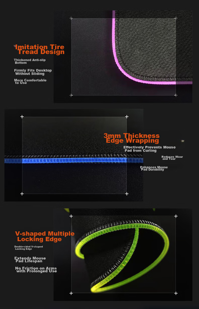 DAREU PE-T83 Professional Gaming Cool RGB Light-Up Mouse Pad Large Size 800*300*3mm USB Interface Thickened Edge-Locked Smooth Computer Desk Pad 6