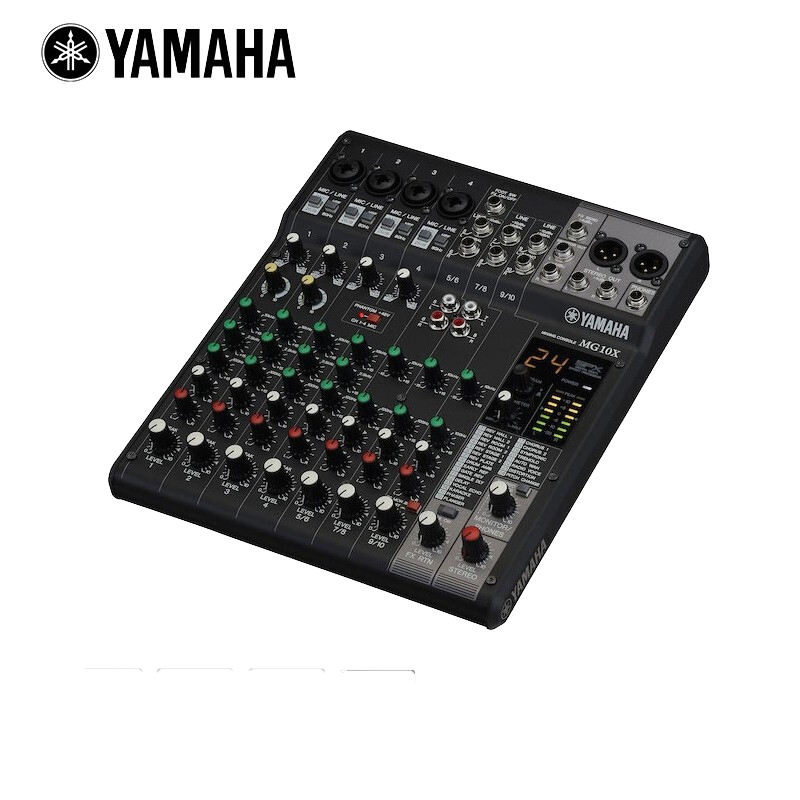 YAMAHA MG10X (Partially) 10-Channel Mixer with 24 Effects, 4 Microphone Inputs, 4 Mono + 3 Stereo Channels, Suitable for Meetings And Performances