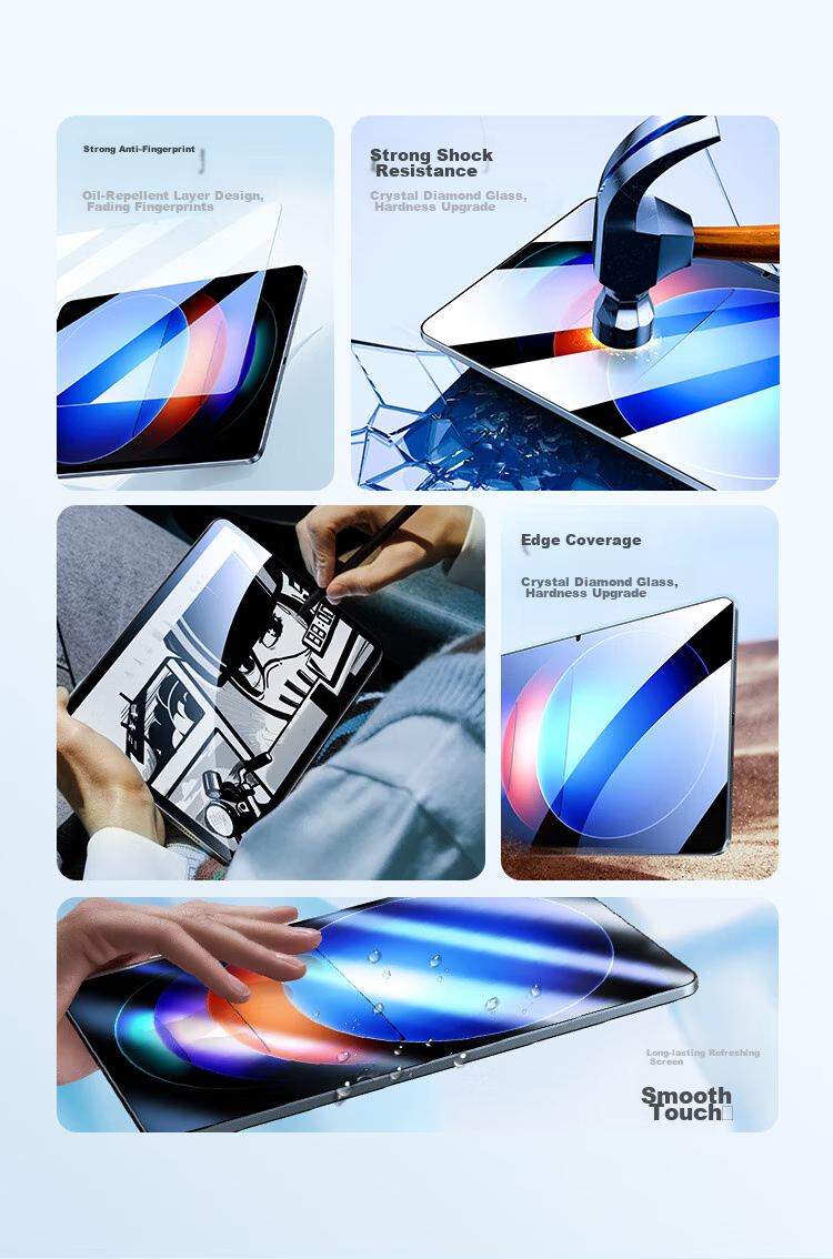 BIAZE High Definition Tempered Glass Screen Protector for Xiaomi Pad 7S Pro/6S Pro/9Pro, Compatible with Xiaomi Tablets 12.4/12.5 Inch Protective Film PM224-High Definitio 2