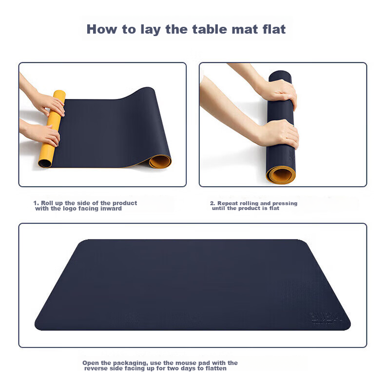 JPLAYER Mouse Pad 120x60 Office Desk Mat Laptop Mat Keyboard Mat Double-Sided Leather Customizable Navy Blue + Yellow 9