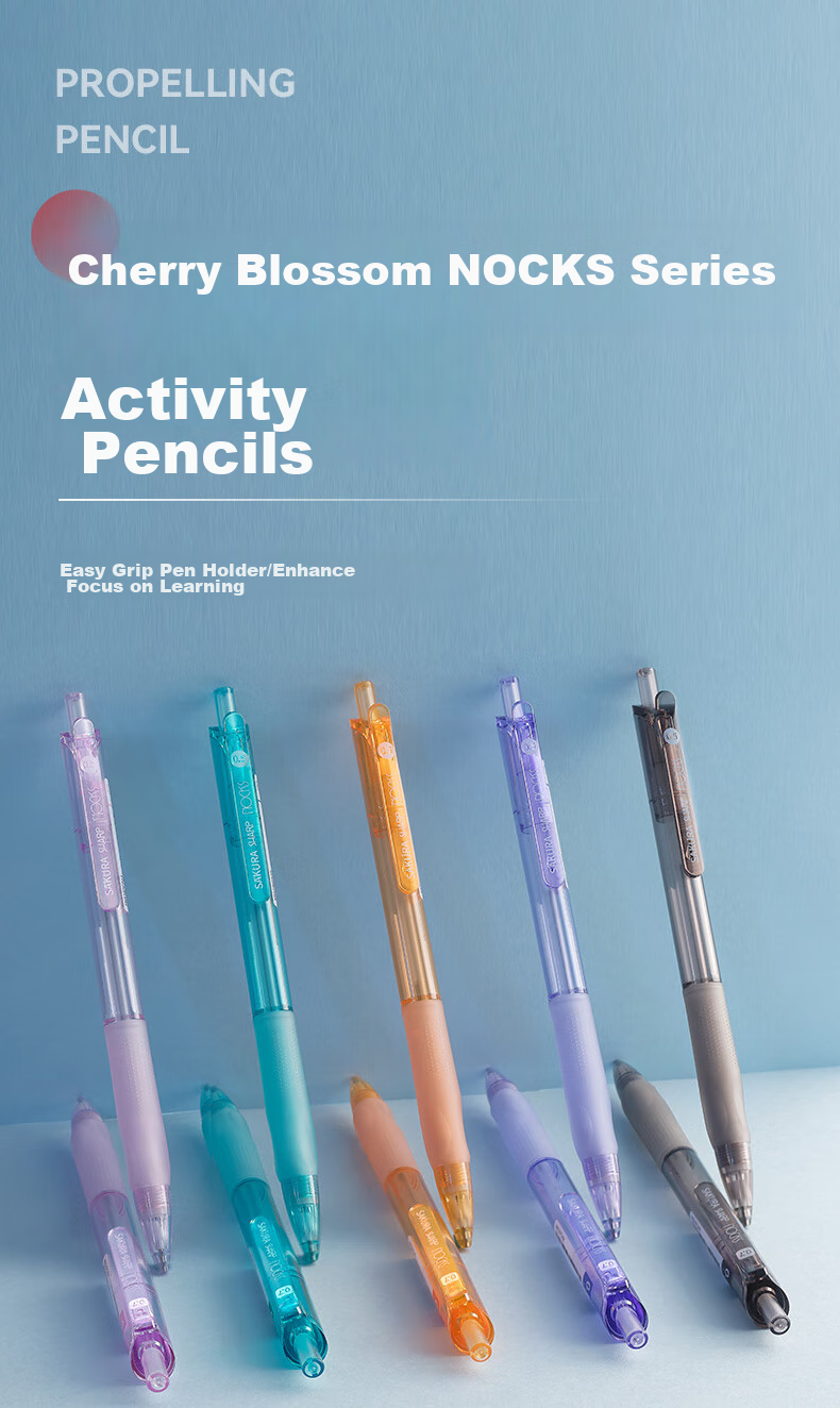 SAKURA Mechanical Pencil 0.5mm Student Writing Drawing Drafting NOCKS Series Triangular Grip Non-Slip Mechanical Pencil Candy Blue 1