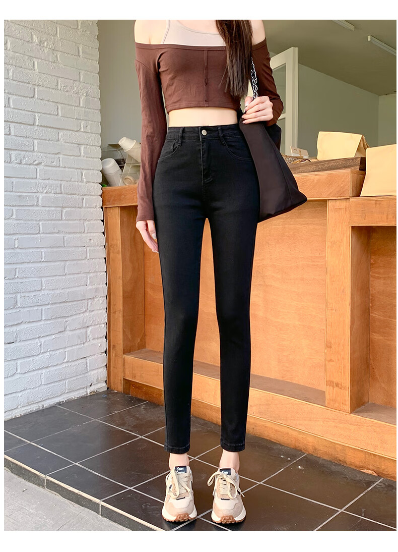 Jeanswest Women's Summer Thin Casual Fashion Trendy High-Waist Straight-Leg Light Color Ice Silk Vintage Style Jeans L 12