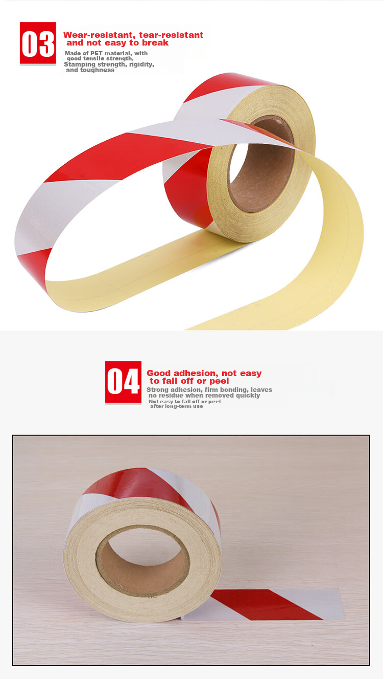 Zhunhang Reflective Stickers, Warning Tape, Caution Line, Floor Stickers, Fire Safety Isolation Tape, Reflective Film, Red And White Diagonal Patter 7