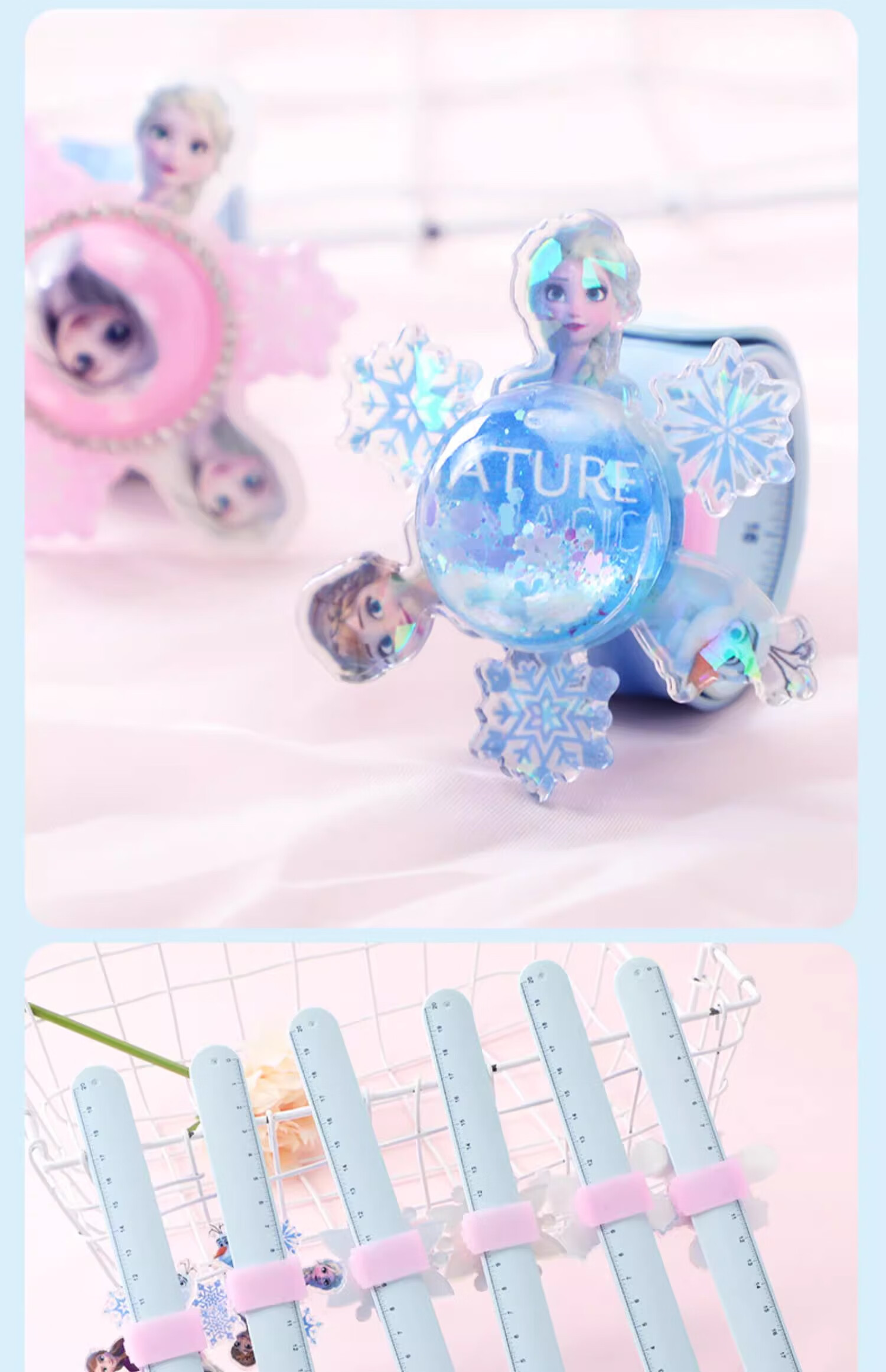 Disney Sand-Blowing Bracelet, Elsa Princess Spinning Top, Girls' Toy, Slap Bracelet, Birthday Gift for Girls 19