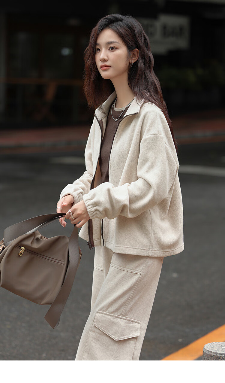 DME Workwear Two-Piece Set Winter Color-Block Detachable Fleece-Lined Jacket for Women 6