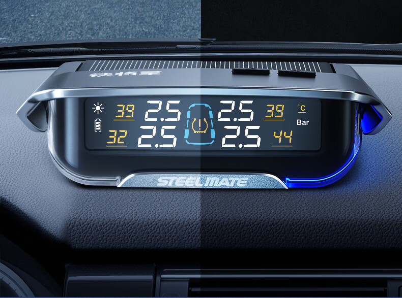 Steelmate Solar Wireless Tire Pressure Monitoring System Color Screen TPMS Tire Pressure and Temperature Display External Real-Time Monitoring X1+ Built-in Version 16