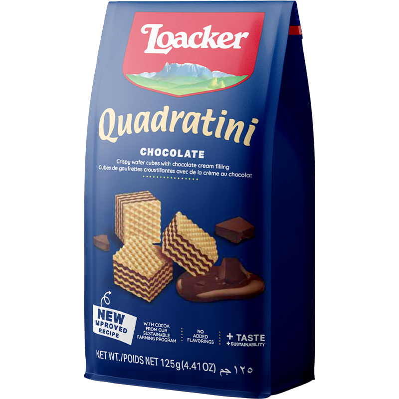 莱家loacker巧克力味威化饼干125g进口宿舍办公室下午茶端午零食