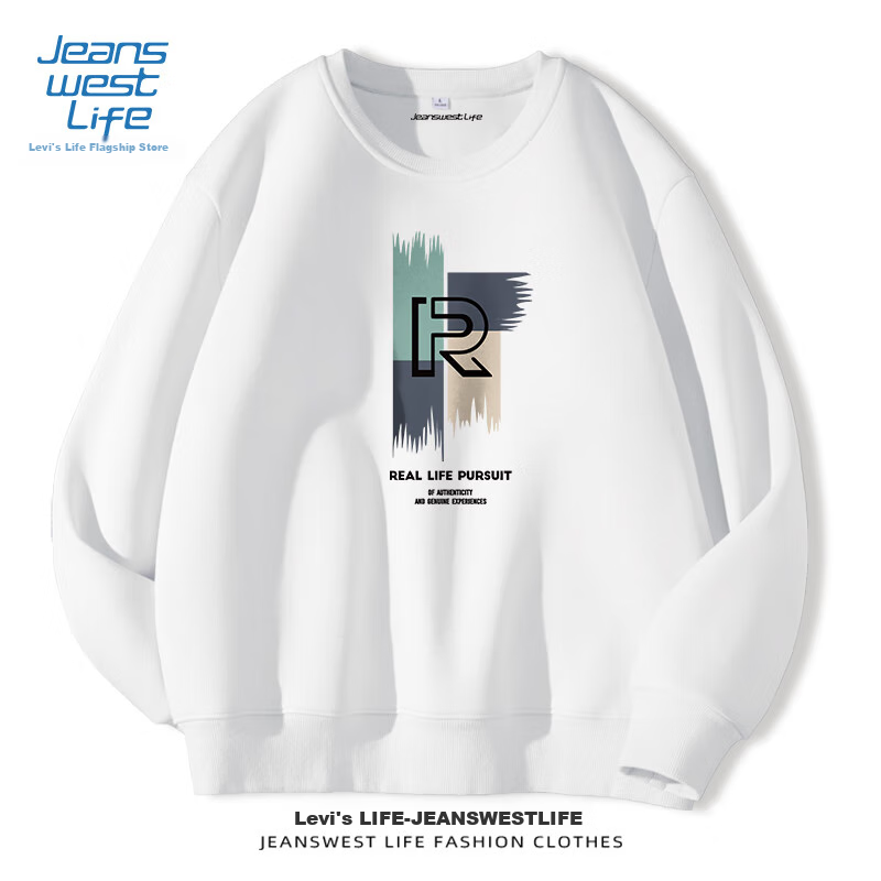 JEANSWEST LIFE Zhenweisi Crew Neck Sweatshirt for Men, Spring And Autumn Heavyweight Quality Breathable Top, American Trendy Brand Youth Versatile Jacket 20