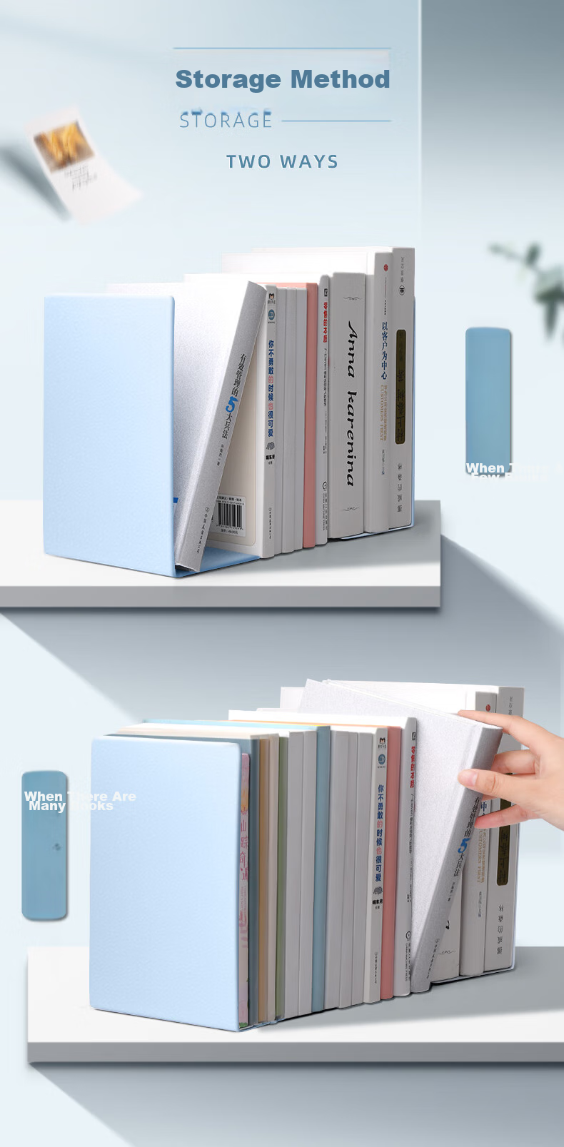 Shuxing L-Shaped Bookend, Student Book Holder, Book Support, Storage Rack, Desktop Organizer, Metal Two-Tier Bookshelf Partition, Book Divider 7