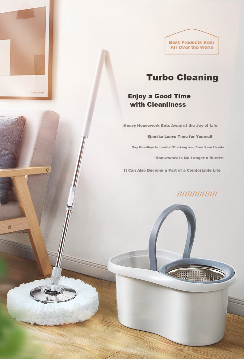 BEKAHIQ Rotating Mop with 4 Stainless Steel Drums, Hands-Free Cleaning, No Washing Required, 2026 Household Absorbent Lazy Mop Bucket 1