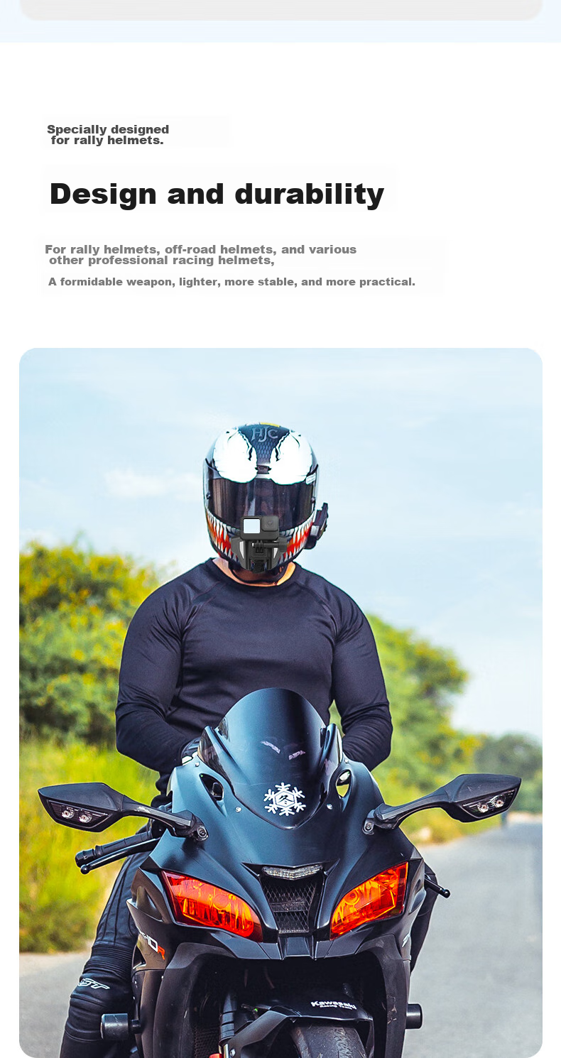TELESIN Compatible with DJI Action 5 Pro, 4 Helmet Chin Mount, Osmo360 Motorcycle Helmet Mount, GoPro Ace Pro 2 Action Camera Motorcycle Mount 3
