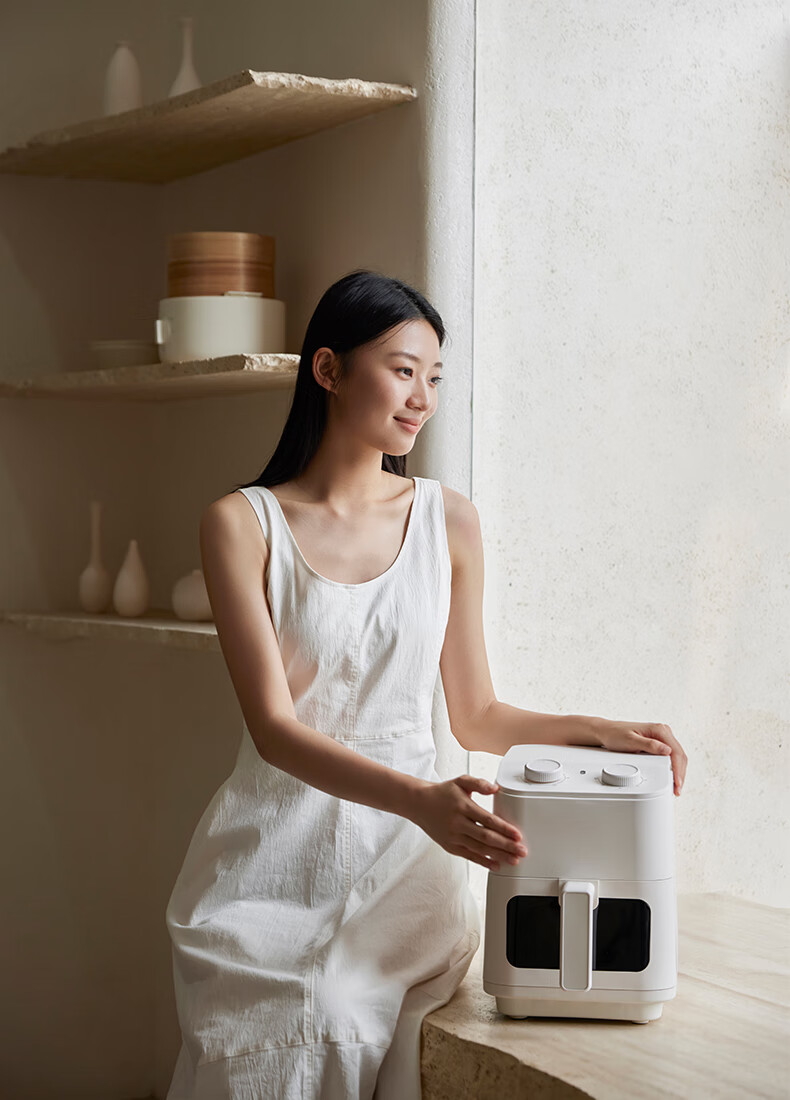 Olayks Instant Air Fryer 5L Large Capacity Multifunctional Electric Fryer with Flip-Free 3D Steam Roasting, Visible Window, 304 Stainless Steel Fully Automatic Electric Grill 12