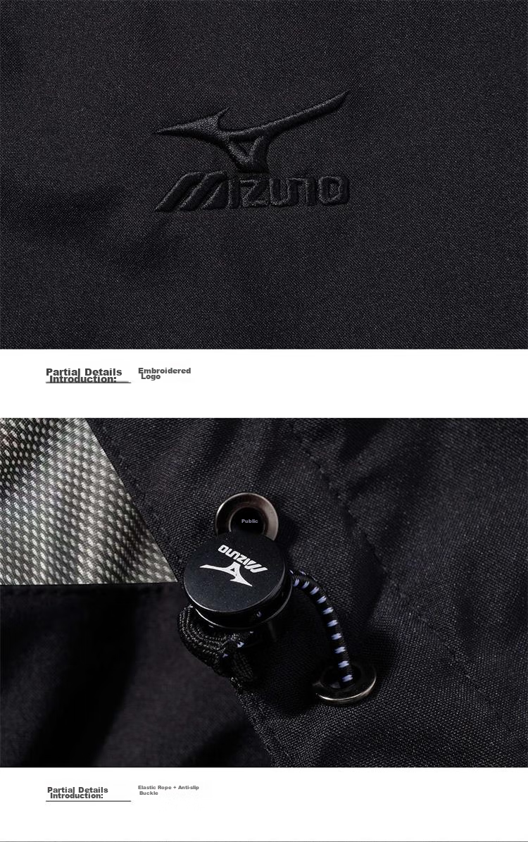 MIZUNO Outdoor Casual Jacket for Men, Woven Windproof And Waterproof Hooded Coat 13