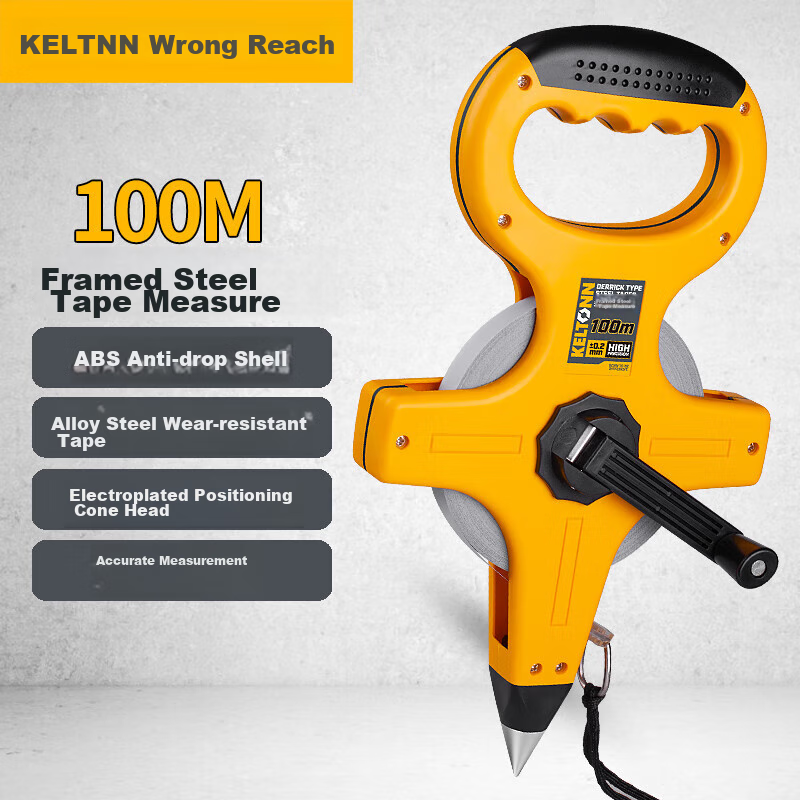 KELTONN Steel Tape Measure, 100 Meters, Handheld And Stand-Up Cross-Shaped Long Tape Measure, Engineering Ruler, Measuring Tape, Meter Ruler, Renovation Measurement Ruler