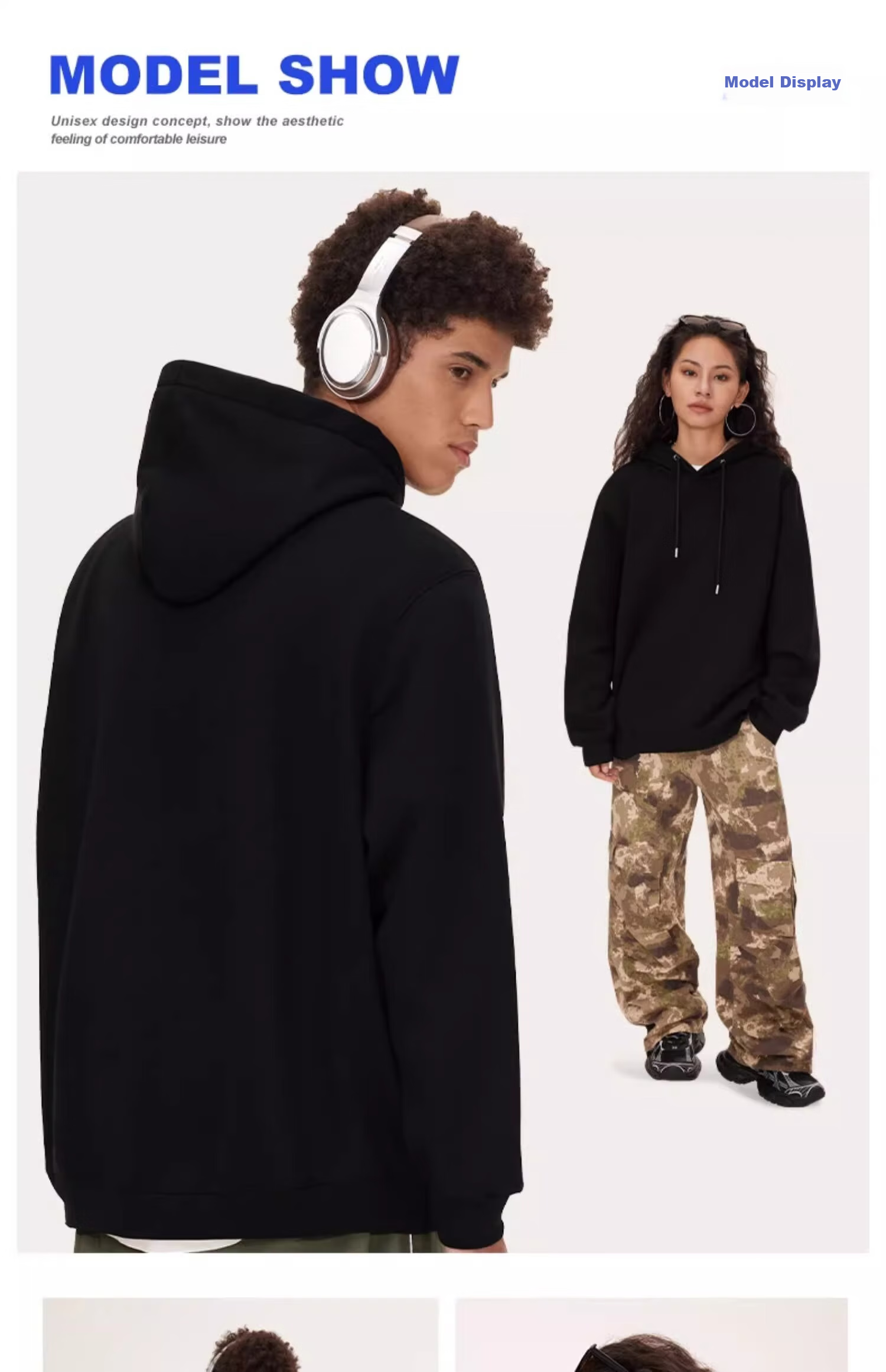 GENIOLAMODE Fleece-Lined Sweatshirt for Men, Winter Thick Warm Casual Loose Hoodie Pullover Trendy for Teenagers, Black, Size L 7