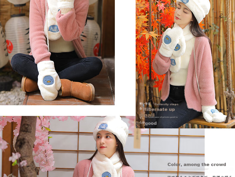 677888 [Gift Box] Three-Piece Set: Hat, Scarf, Women's Gloves And Neck Warmer for Autumn And Winter 2026 New Style Birthday Gift for Girls 12