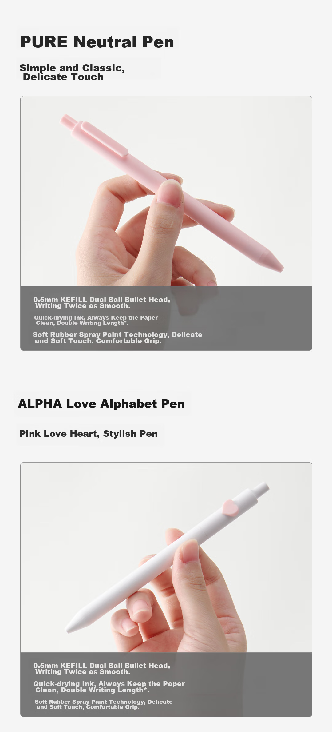 KACO Good Pink Set of 0.5 Black Gel Pens 6-Pack, Large Capacity Student Exam Writing Pens, Office Stationery, Quick-Drying Smooth Signing Pens 5