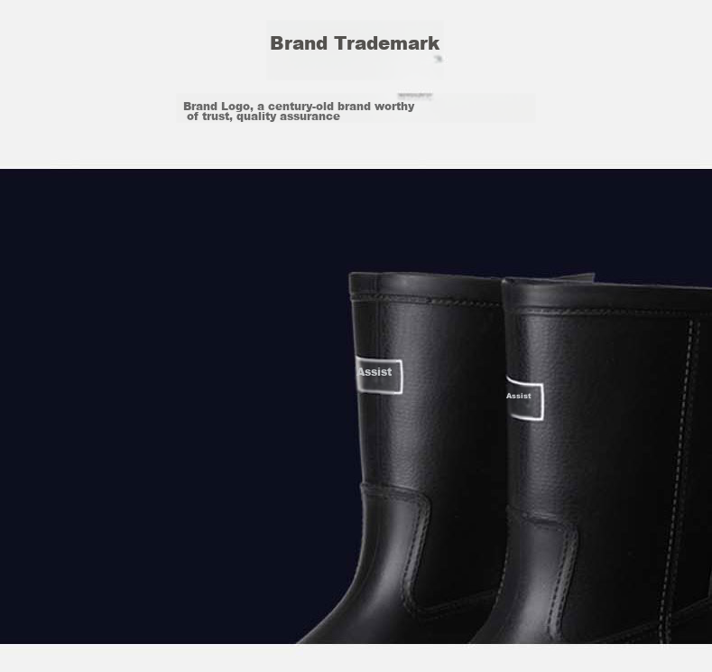 Huili Men's Stylish Rain Boots, Water Shoes, Outdoor Waterproof Non-Slip Wear-Resistant Comfortable Overshoes HL8128 High-Top Black Size 44 11